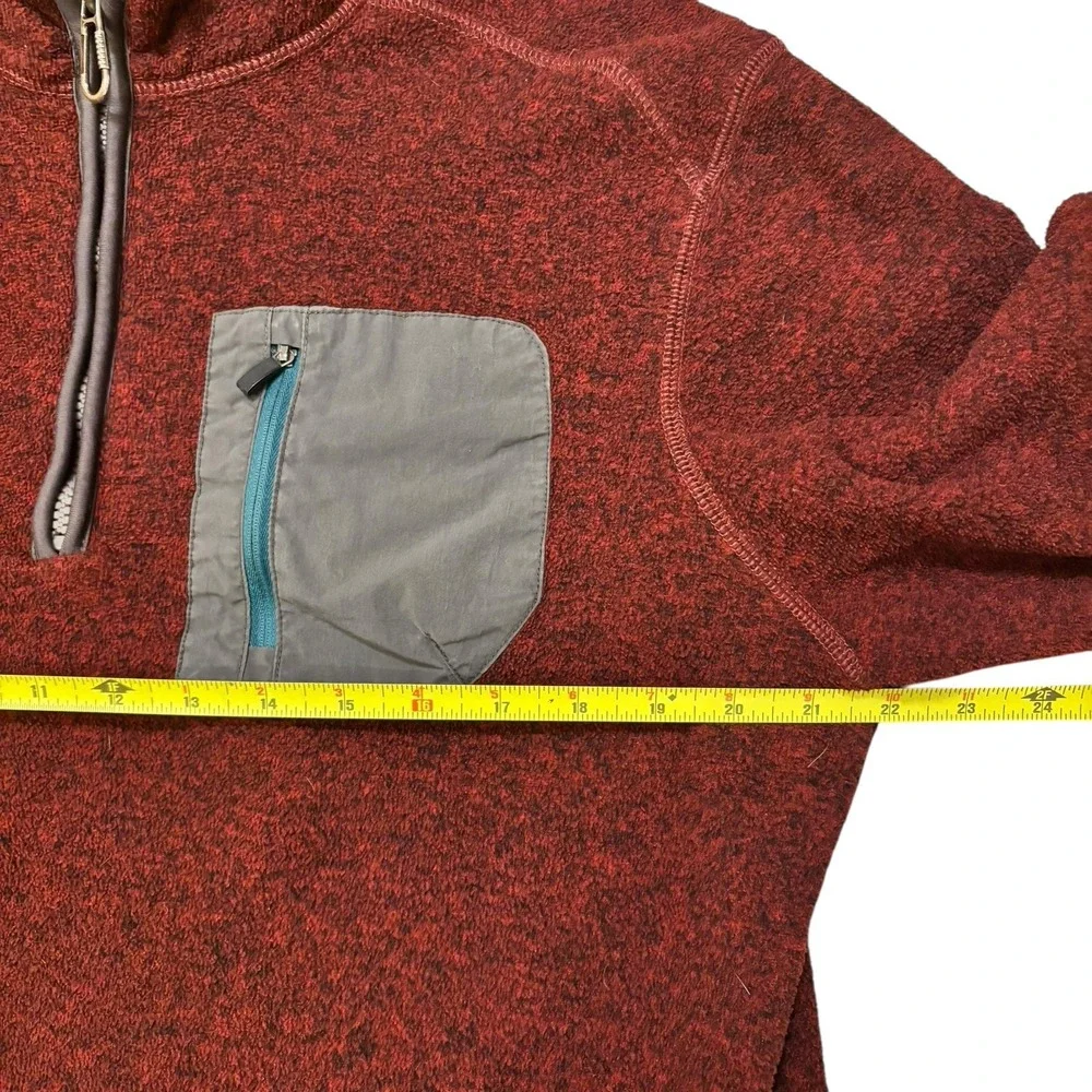 G.H.Bass Explorer Pullover 1/4 Zip ‎ Fleece Wine Heather Mens M Medium